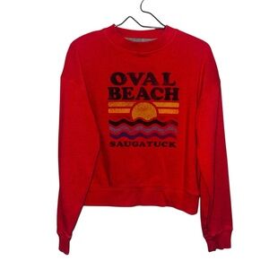 Champion Vibrant Red Oval Beach Saugatuck Sweatshirt